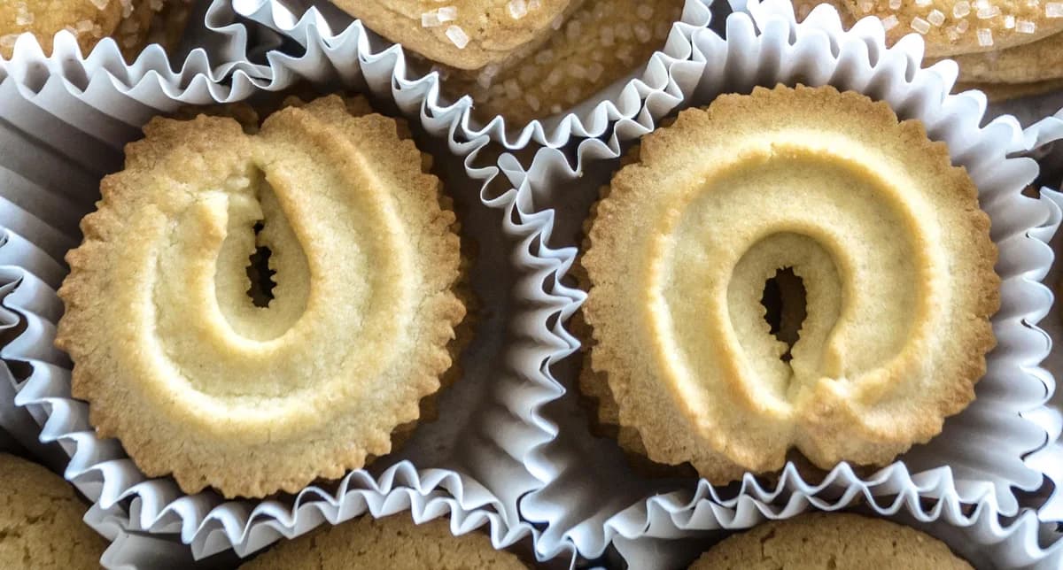 Galletas de mantequilla con la superficie estriada, en cápsulas de papel